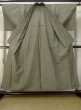 Photo2: M0712I Used Japanese womenDark Grayish Green HITOE unlined / Wool. Stripes,   (Grade D) (2)