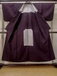 Photo2: M0712R Used Japanese women Dark Purple HITOE unlined / Wool. Flower,   (Grade B) (2)