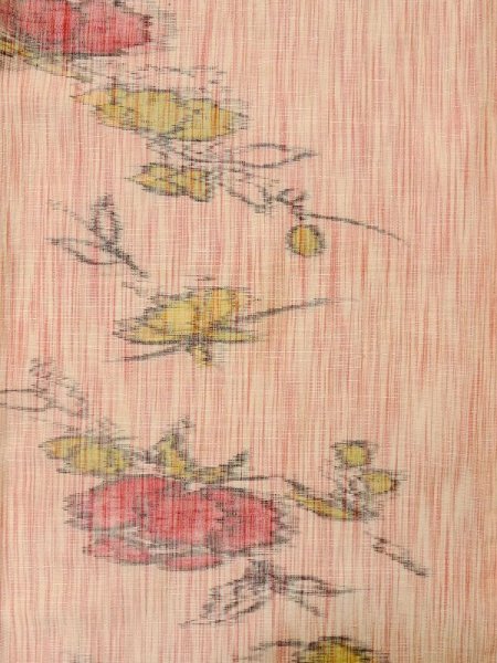 Photo3: M0712S Used Japanese women  Coral HITOE unlined / Wool. Flower   (Grade B) (3)