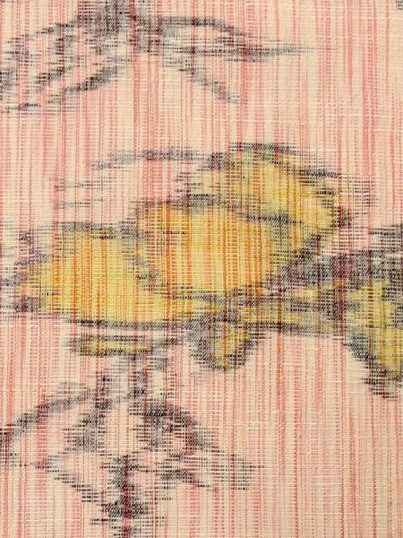 Photo6: M0712S Used Japanese women  Coral HITOE unlined / Wool. Flower   (Grade B) (6)