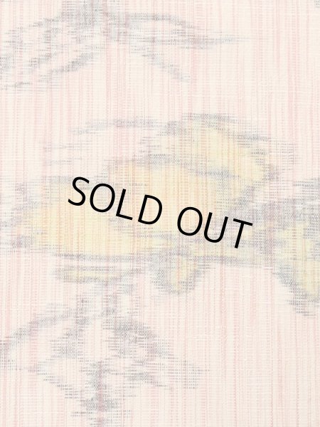 Photo6: M0712S Used Japanese women  Coral HITOE unlined / Wool. Flower   (Grade B) (6)