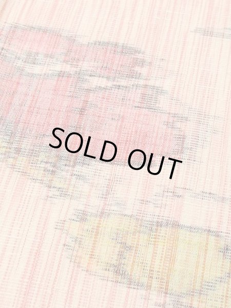 Photo7: M0712S Used Japanese women  Coral HITOE unlined / Wool. Flower   (Grade B) (7)