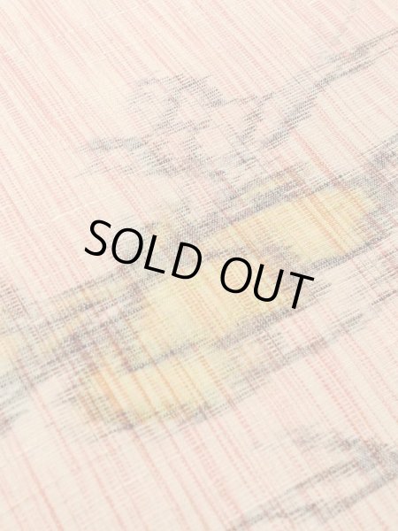 Photo8: M0712S Used Japanese women  Coral HITOE unlined / Wool. Flower   (Grade B) (8)