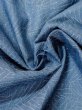 Photo9: M0712W Used Japanese womenPale Grayish Blue HITOE unlined / Wool. Bamboo leaf   (Grade C) (9)