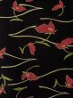 Photo4: M0712Y Used Japanese women  Black HITOE unlined / Wool. Flower,   (Grade D) (4)