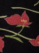 Photo5: M0712Y Used Japanese women  Black HITOE unlined / Wool. Flower,   (Grade D) (5)