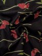 Photo10: M0712Y Used Japanese women  Black HITOE unlined / Wool. Flower,   (Grade D) (10)