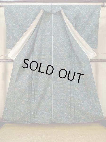 Photo2: M0713A Used Japanese women  Multi Color SHIOZAWA TSUMUGI pongee / Silk. Cross,   (Grade B) (2)