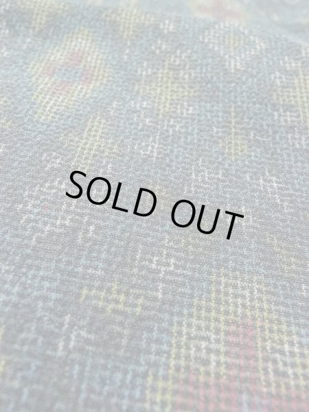 Photo10: M0713A Used Japanese women  Multi Color SHIOZAWA TSUMUGI pongee / Silk. Cross,   (Grade B) (10)