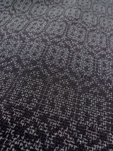 Photo8: M0713B Used Japanese womenDark Purplish Gray HITOE unlined / Silk. Tortoise-shell pattern(Hexagonal pattern),   (Grade A) (8)