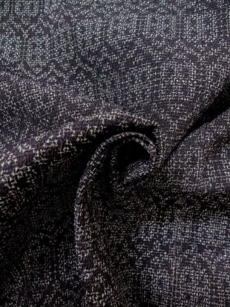 Photo9: M0713B Used Japanese womenDark Purplish Gray HITOE unlined / Silk. Tortoise-shell pattern(Hexagonal pattern),   (Grade A) (9)