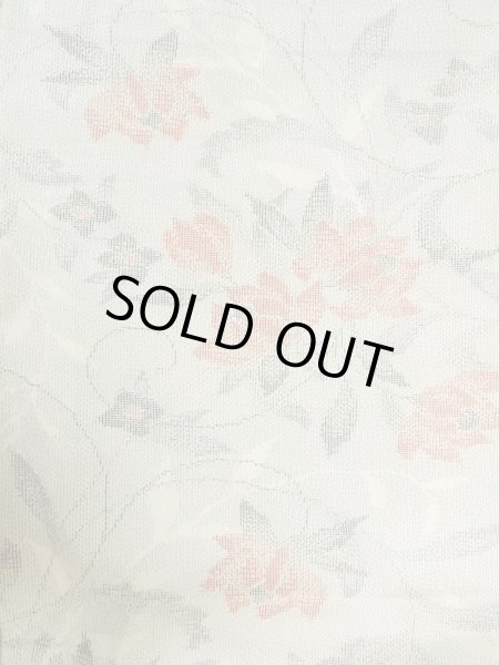 Photo4: M0713C Used Japanese women Light Gray HITOE unlined / Silk. Flower,   (Grade B) (4)