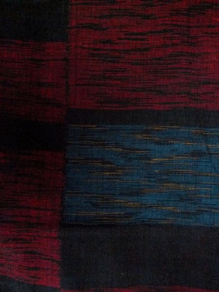 Photo4: M0713D Used Japanese women  Black HITOE unlined / Silk. Quadrangle,   (Grade B) (4)