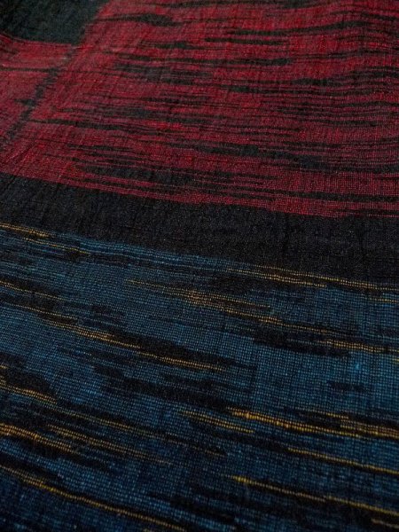 Photo9: M0713D Used Japanese women  Black HITOE unlined / Silk. Quadrangle,   (Grade B) (9)