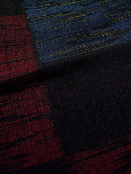 Photo10: M0713D Used Japanese women  Black HITOE unlined / Silk. Quadrangle,   (Grade B) (10)