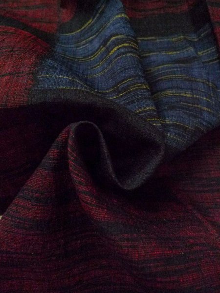 Photo12: M0713D Used Japanese women  Black HITOE unlined / Silk. Quadrangle,   (Grade B) (12)