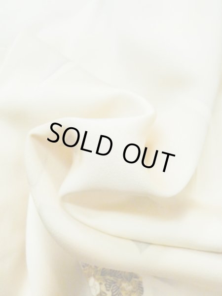 Photo12: M0720E Used Japanese women  Off White KOMON dyed / Silk. Flower,   (Grade C) (12)