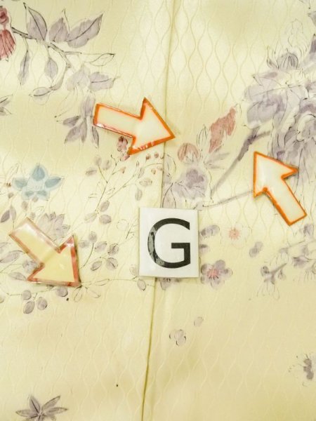 Photo20: M0720F Used Japanese women  Ivory KOMON dyed / Silk. Flower,   (Grade C) (20)