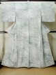 Photo1: M0720G Used Japanese women Pale Gray KOMON dyed / Silk. Flower,   (Grade B) (1)