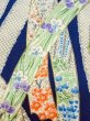 Photo5: M0720H Used Japanese women  Navy Blue KOMON dyed / Silk. Peony,   (Grade C) (5)