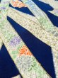 Photo8: M0720H Used Japanese women  Navy Blue KOMON dyed / Silk. Peony,   (Grade C) (8)