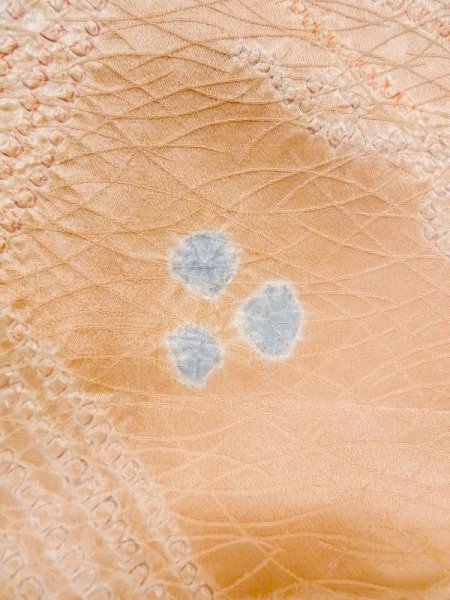 Photo6: Mint M0720J Used Japanese womenPale Light Coral KOMON dyed / Silk. Abstract pattern Koto, Shamisen pattern  (Grade A) (6)