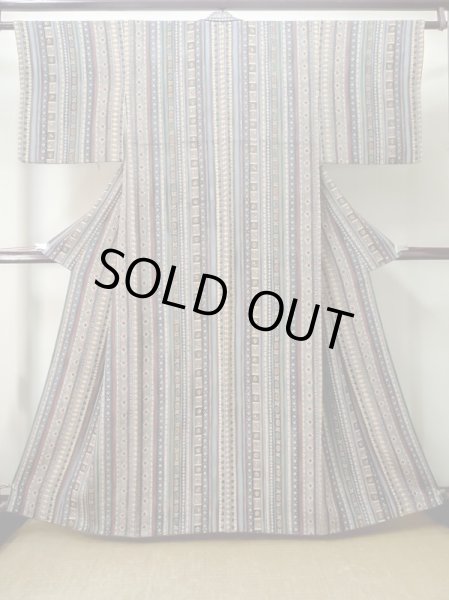 Photo1: Mint M0720K Used Japanese women Pale Multi Color KOMON dyed / Silk. Flower,   (Grade A) (1)