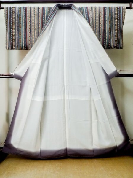 Photo2: Mint M0720K Used Japanese women Pale Multi Color KOMON dyed / Silk. Flower,   (Grade A) (2)