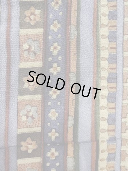 Photo6: Mint M0720K Used Japanese women Pale Multi Color KOMON dyed / Silk. Flower,   (Grade A) (6)