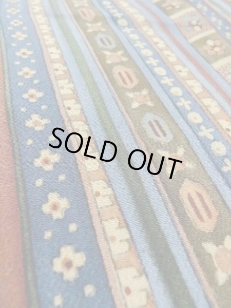 Photo8: Mint M0720K Used Japanese women Pale Multi Color KOMON dyed / Silk. Flower,   (Grade A) (8)