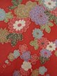 Photo5: M0720M Used Japanese women  Red KOMON dyed / Silk. Flower,   (Grade A) (5)