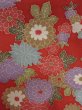 Photo7: M0720M Used Japanese women  Red KOMON dyed / Silk. Flower,   (Grade A) (7)