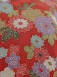 Photo9: M0720M Used Japanese women  Red KOMON dyed / Silk. Flower,   (Grade A) (9)