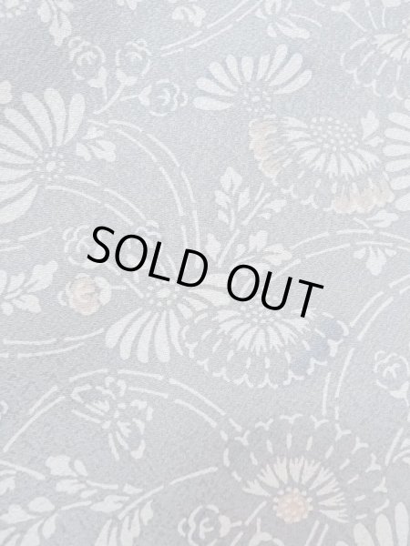Photo1: M0720N Used Japanese women Pale Gray KOMON dyed / Silk. Flower,   (Grade B) (1)