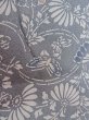 Photo7: M0720N Used Japanese women Pale Gray KOMON dyed / Silk. Flower,   (Grade B) (7)