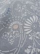 Photo8: M0720N Used Japanese women Pale Gray KOMON dyed / Silk. Flower,   (Grade B) (8)