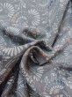 Photo12: M0720N Used Japanese women Pale Gray KOMON dyed / Silk. Flower,   (Grade B) (12)