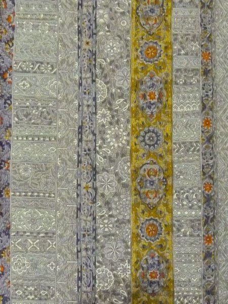 Photo3: M0720Q Used Japanese women  Gray KOMON dyed / Silk. Flower,   (Grade B) (3)