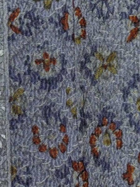 Photo7: M0720Q Used Japanese women  Gray KOMON dyed / Silk. Flower,   (Grade B) (7)