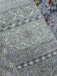 Photo8: M0720Q Used Japanese women  Gray KOMON dyed / Silk. Flower,   (Grade B) (8)