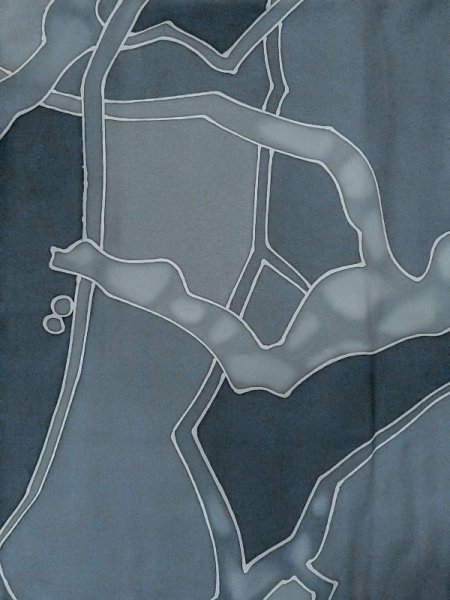 Photo3: M0720R Used Japanese women  Gray KOMON dyed / Silk. Abstract pattern   (Grade C) (3)