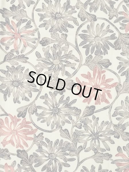 Photo4: M0720W Used Japanese women  Ivory KOMON dyed / Silk. Chrysanthemum   (Grade C) (4)