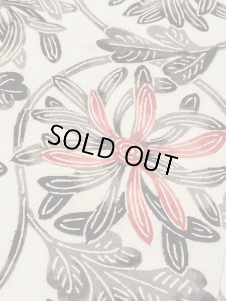 Photo7: M0720W Used Japanese women  Ivory KOMON dyed / Silk. Chrysanthemum   (Grade C) (7)