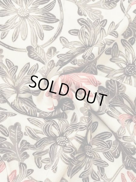 Photo10: M0720W Used Japanese women  Ivory KOMON dyed / Silk. Chrysanthemum   (Grade C) (10)