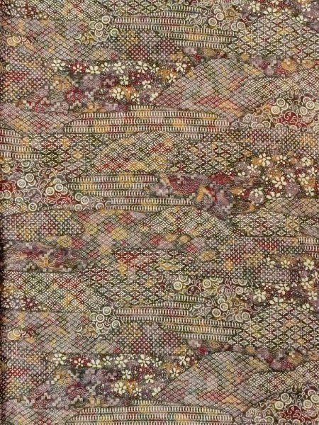 Photo4: Mint M0720Y Used Japanese women  Multi Color KOMON dyed / Silk. Flower,   (Grade A) (4)