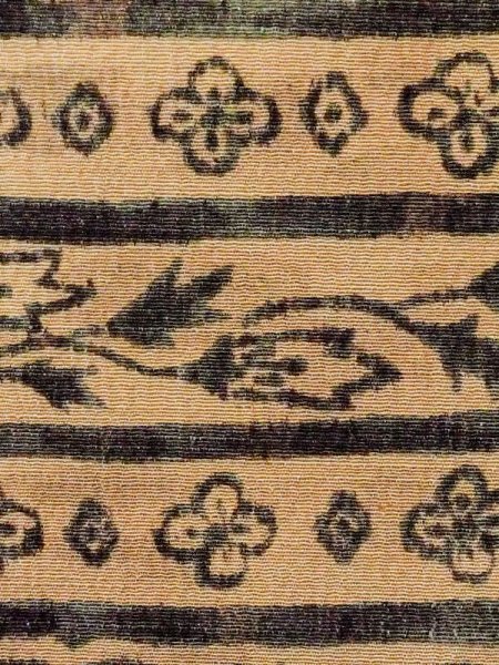 Photo6: M0720Z Used Japanese women Grayish Golden Yellow KOMON dyed / Silk. Flower,   (Grade A) (6)