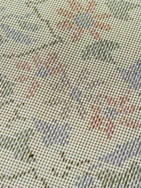 Photo8: Mint M0721A Used Japanese womenPale Light Beige OSHIMA TSUMGI pongee / Silk. Flower,   (Grade A+) (8)