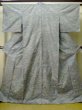 Photo1: M0721B Used Japanese women Grayish Multi Color TSUMUGI pongee / Silk. House,   (Grade C) (1)