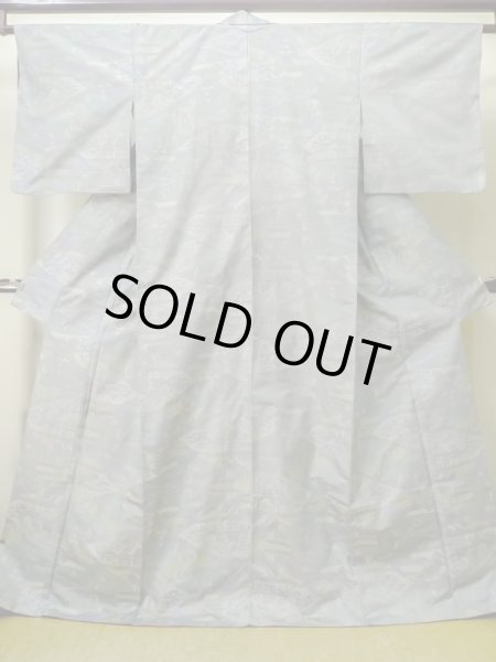 Photo1: M0721B Used Japanese women Grayish Multi Color TSUMUGI pongee / Silk. House,   (Grade C) (1)