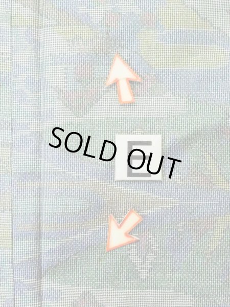 Photo16: M0721B Used Japanese women Grayish Multi Color TSUMUGI pongee / Silk. House,   (Grade C) (16)